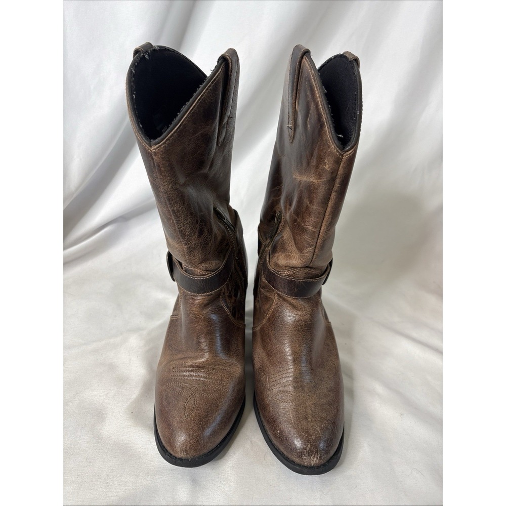 Dingo Women's Brown Leather Harness Western Boots Size 7 M Buckle Cowgirl - Picture 2 of 10